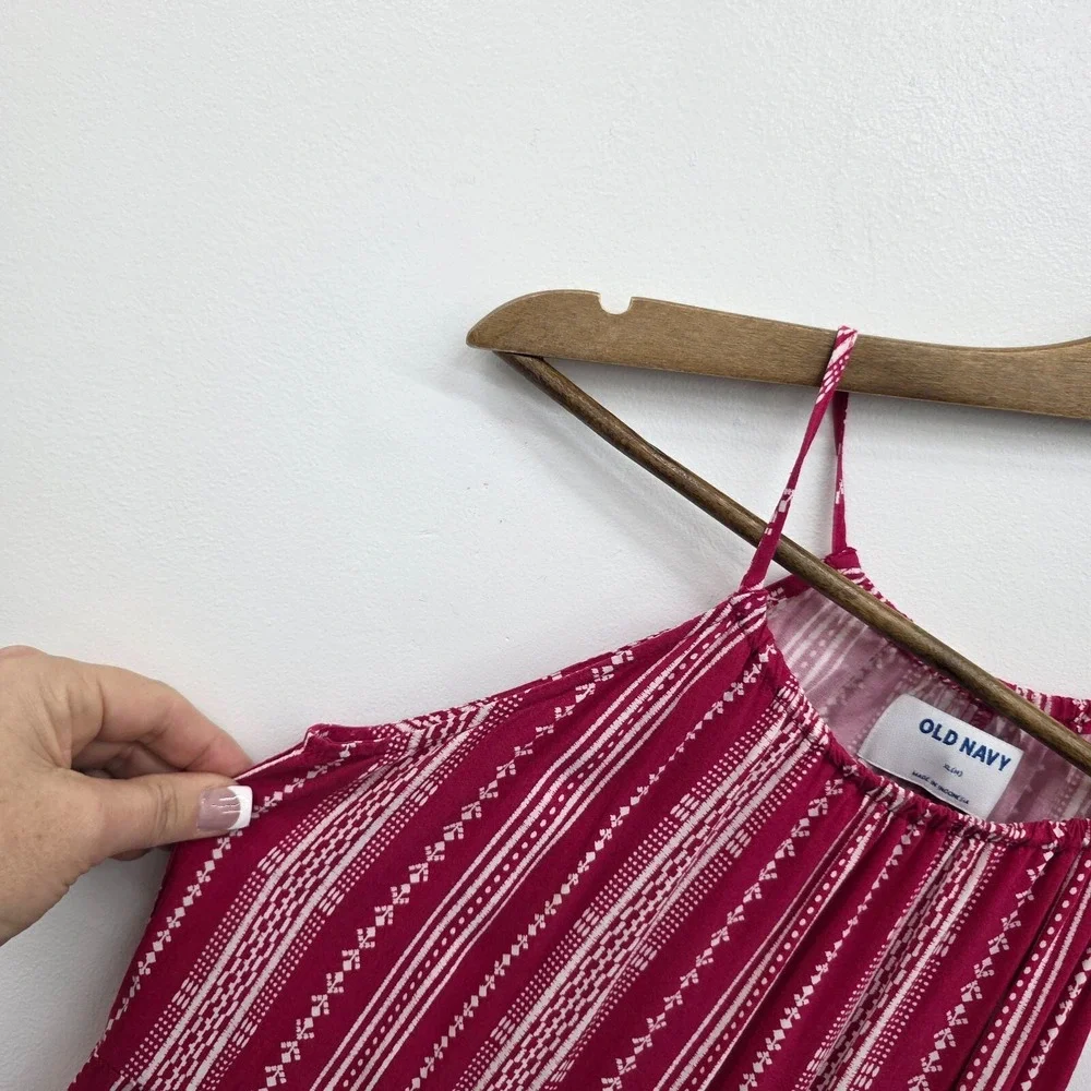Old Navy Tulip-Hem‎ Dress Girls XL (14) Red Stripe Sleeveless Halter Neck Summer